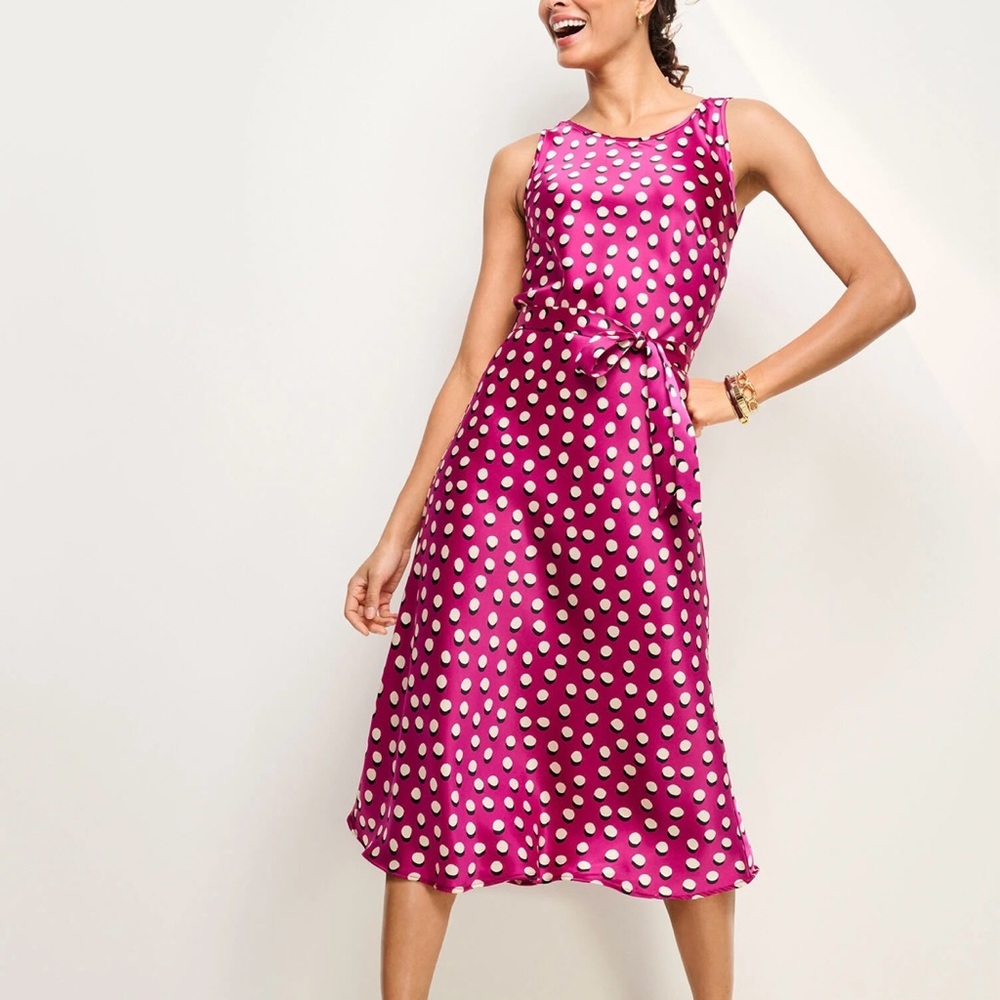 Talbots Pink Dot Midi Dress